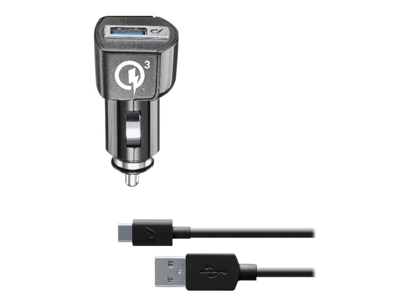 CellularLine 18W Billaddare med kabel USB-A till USB-C