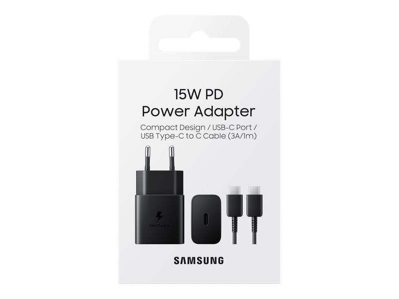 Samsung 15W Strömadapter med kabel USB-C - Svart