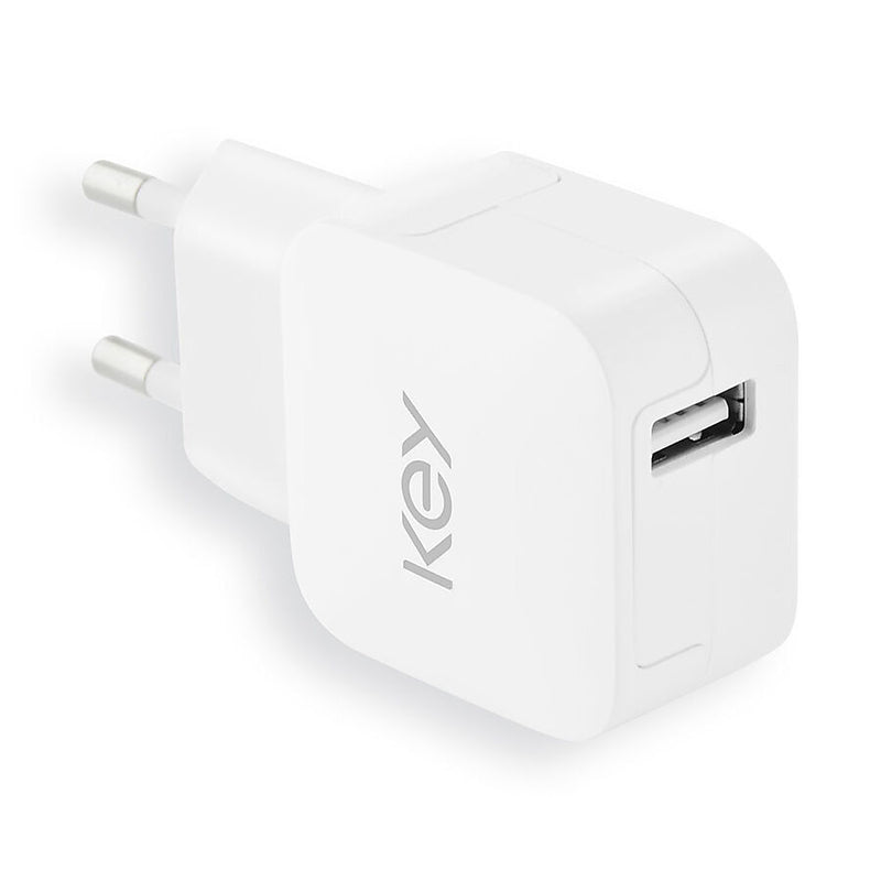 KEY Power Väggladdare och Sladd 1m USB-C 2.4A White